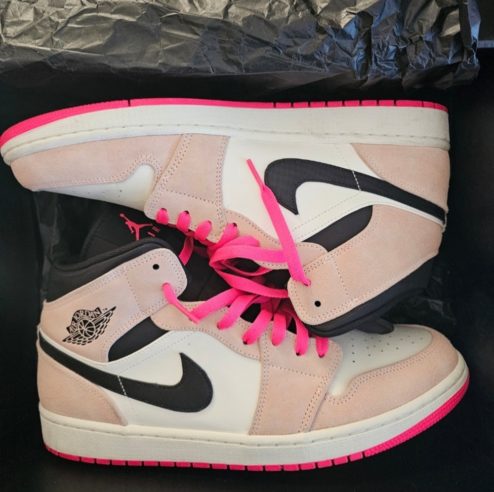 Jordan 1 Pink and Black High-Top Sneakers Size 13 Men Used Like New